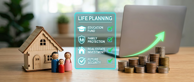 Life planning: Saving for education, family, emergencies, and goals.